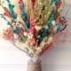 Coral and teal flower bouquet - dried flowers - spring wedding - wedding party flowers 
