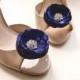 Rhinestone Shoe Clips Blue Shoe Clips Blue Bridal Accessories Flower Rhinestone Wedding Blue Flower Something Blue Nautical Bluette Clips