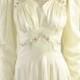 1940's High Fashion William Cahill Beaded Satin  Bridal Gown Wedding Dress with 10 ft. Cathedral Train