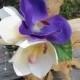 Hawaiian - Tropical  White and Purple Orchids hair clip - Wedding- real touch orchids -