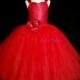 Red flower girl dress/ Red lace corset dress/ Vintage flower girl tutu dress/ Junior bridesmaids dress