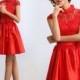 summer red short prom dress
