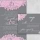 Pink And Grey Custom Wedding Invitation Set Including Invitation & RSVP - Response Card
