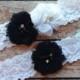 Navy / white CHIFFON  wedding garter set / bridal  garter/  lace garter / toss garter included /  wedding garter