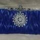 Royal Sapphire Blue Satin Clutch - Blue Bridesmaid Clutch - Blue Crystal Handbag - Royal Blue Wedding Clutch - Crystal Bridal Clutch