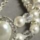 Swarovski Bridal Bracelet.  White Swarovski Pearls with Crystal and Pearl Oval Accent 