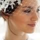 Bridal petite bandeau veil with floral lace, wedding veil