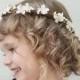 Ivory Blossom Flower Girl Crown -  Flower Hair Wreath, Flower Girl Headpiece, Floral Crown, Ivory, Flower Crown, Weddings, Child