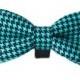 Dog Bow Tie, Blue turquoise, Houndstooth Dog Bow