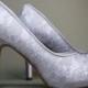 Wedding Shoes -- Lilac Peep Toe Wedding Shoes with Lace Overlay
