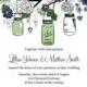 Mason Jar Wedding Invitation - Green and Navy Blue Mason Jar Wedding Invite - Rustic Wedding Invitation Wedding - 6026 PRINTABLE