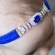 Royal Blue connector headband lace elastic rhinestone buckle silver metal headband bling cobalt blue jewel bridal wedding girl diamond baby