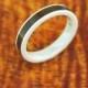 White Ceramic Flat Koa Wood Ring 4mm - Wedding Band - Promise/Engagement Ring Gift Idea