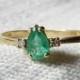 Emerald Engagement Ring .70 Carat 14K Emerald Ring with Genuine Diamond Accents 14K  May Birthday Gift
