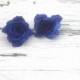 Silk flowers - 5 small roses royal blue DIY Bridal craft accessories -Wedding flower supply hair combs Centerpieces corsages boutonnieres