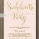 Blush Pink & Gold Bachelorette Party Invitation Glitter Modern Script Bridal Party Lingerie FREE PRIORITY SHIPPING or DiY Printable - Mila