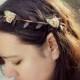 Gold Rose Bohemian Halo. Floral Crown, Flower Hair Crown. Woodland, Wedding, fall, autumn, Boho, Bridal, Hair Accessories, woodland