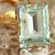 Aquamarine Crystal Ring, Emerald Cut Swarovski Ring, Rhinestone Square Gold Ring, Gift for woman, Wedding jewelry, Trending jewelry.