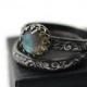 Labradorite Ring, Wedding Set, Renaissance Style Engagement Ring, Set of Two, Natural Gemstone Ring, Oxidized Silver Labradorite Jewelry