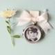 Remembrance locket, Bouquet photo charm, Frame photograph locket, wedding keepsake, bridal accessory, Silver circle bouquet pin