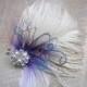 Ivory bridal, Feathered, Fascinator, Facinator, Head Piece, Feather, Hair Piece, Wedding, Accessories, Purple, Blue - IVORY PURPLE PASSION