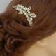 Gold Bridal Comb, Bridal hair comb, Wedding headpiece, Rose Gold Leaf Headpiece, Wedding Hair clip, Wedding jewelry, Linneah Bridal Comb
