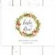 Save The Date, Floral Wreath Save The Date Cards, Simple Save the Date, White Save the Date