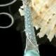 Swaroski Crystal Wedding Aqua Blue Pearl Scepter Simple Bridal Pendant Necklace