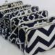 Navy Customised Bridesmaid Clutches / Wedding Purse Clutch / Wedding Party Gifts - Set of 8
