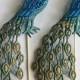 PEACOCK Wedding Cake Toppers - Gorgeous & Glittery Iridescent Green Turquoise Pair Peacock Feathers Herl Feathers Sparkling Swarovski Jewels