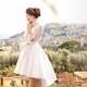 1950s high low lace wedding dress, 50s white taffeta and lace wedding gown, 50s bridal gown, hi lo lace wedding dress GRAZIA