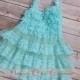 Flower Girl Dress, Aqua Blue Dress, Lace Flower Girl Dress, seafoam green flower girl dress, Junior Bridesmaid dress, tulle girl dress