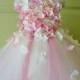 Gorgeous Flower Girl Dress, Photo Prop, Flower Girl Tutu Dress, Light Pink and Ivory, Flower Top, Tutu Dress, Scascading Flowers