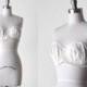 1960's ivory bra. lace. 60 strapless bra. lingerie top. sheer bra. 38B 60's white bra.