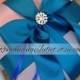Romantic Satin Elite Ring Bearer Pillow...You Choose the Colors...Buy One Get One Half Off...shown in silver gray/teal oasis