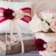 Wine and Blush Flower Girl Basket, Wedding Ring Bearer Pillow, Wedding Ring Pillow, Wedding Pillow, Flower Girl basket, Custom Color