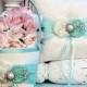 AQUA Flower Girl Basket / Ring bearer pillow / YOU DESIGN / Aqua Flower girl basket and Ring bearer pillow set