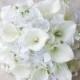 Wedding Bouquet Off White Hydrangeas and Calla Lilies Silk Flower Bride Bouquet - Almost Fresh