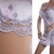 Lovely 1960's vintage sheer soft white, pink and grey floral design Perlon and delicate silver grey lace detail mini slip petticoat - 3316