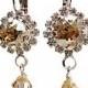 Swarovski Crystal Golden Shadow Rhinestone Round Stone Bridal Jewelry Earrings