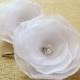 White bridal hair accessory, bridal hair piece, wedding hair accessory, bridal veil flowers, wedding hair clips, romantic, garden wedding