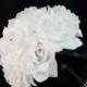 8" White rose bouquet with rhinestone(Ribbon color can be picked)