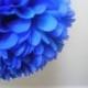 COBALT / 1 tissue paper pompom / wedding decorations / diy / tissue paper flowers / aisle marker poms / blue bbq decorations / hanging poms