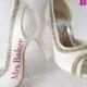 Mrs New Last name Personalized Bridal Heels Wedding Ivory Bridal Shoes 3.5 inch Peep Toe Satin Bow Rhinestone Bling Pumps Bride Gift