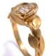 Rose Engagement Ring No.1 - 18K Yellow Gold and Diamond engagement ring, engagement ring, leaf, flower ring, antique,art nouveau,vintage