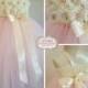 Light Pink Tulle Skirt Ivory Shabby Chic Flower Girl Dress Vintage Inspired Tutu