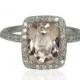 2 Carat Peach Pink Morganite and Diamond Halo Solitaire Engagement Ring - LS4272