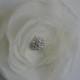 Chiffon Ranunculus- Ivory chiffon  fabric flower with micro pave brooch