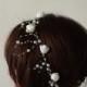 Bridal Pearl and Roses Headband, Organza Ribbon and Pearls Wedding Hairband, Bridal Headpiece, Beadwork, Fast Delivery