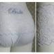Bridal panties (Plus size): White Lace Brief with Lace Up Sides and Something Blue - Personalized Bridal Panties - 1X 2X 3X 4X